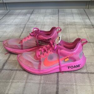 Nike Off-White Pink and Orange Sneakers with Translucent Design